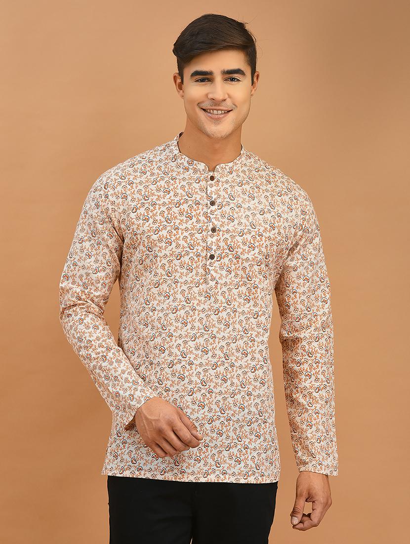 men printed short kurta - 21074782 - Standard Image - 1