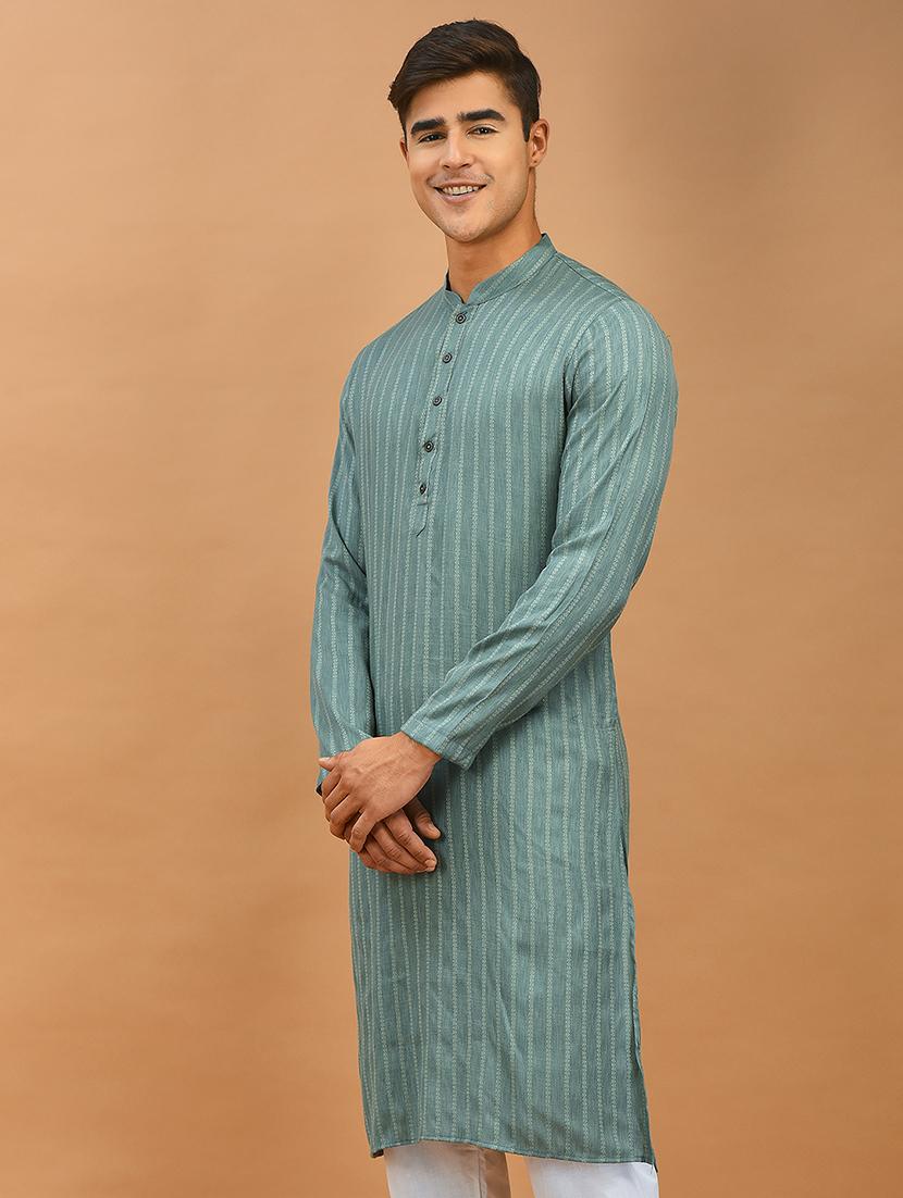 men long sleeve self-designed kurta - 21074902 -  Standard Image - 1