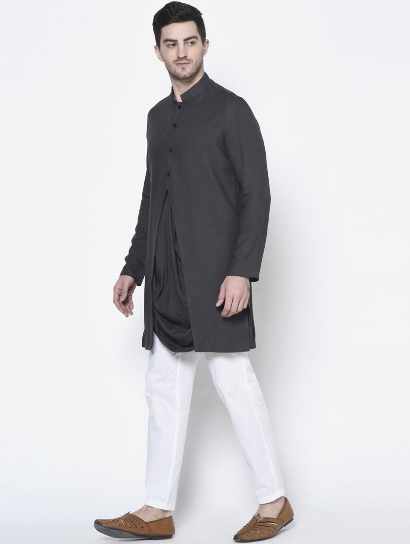 men mandarin neck long sleeves kurta - 21075376 -  Standard Image - 1
