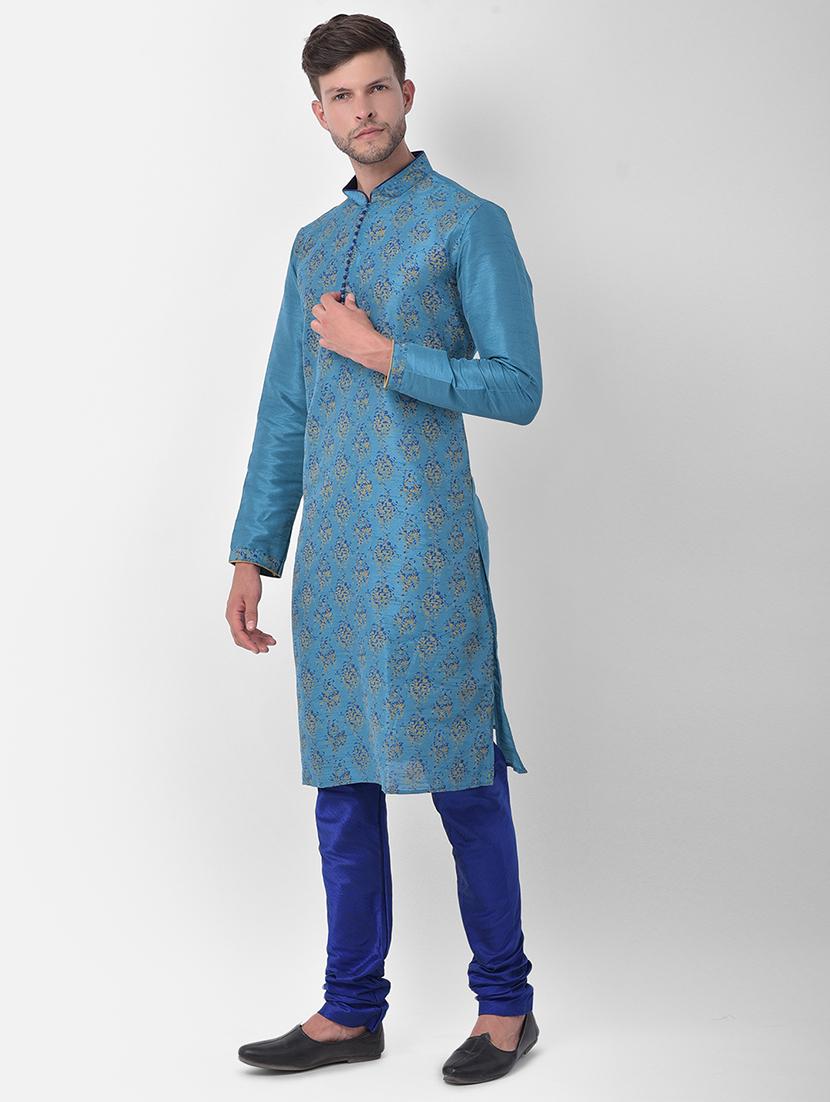 men mandarin neck printed long kurta - 21075469 -  Standard Image - 1