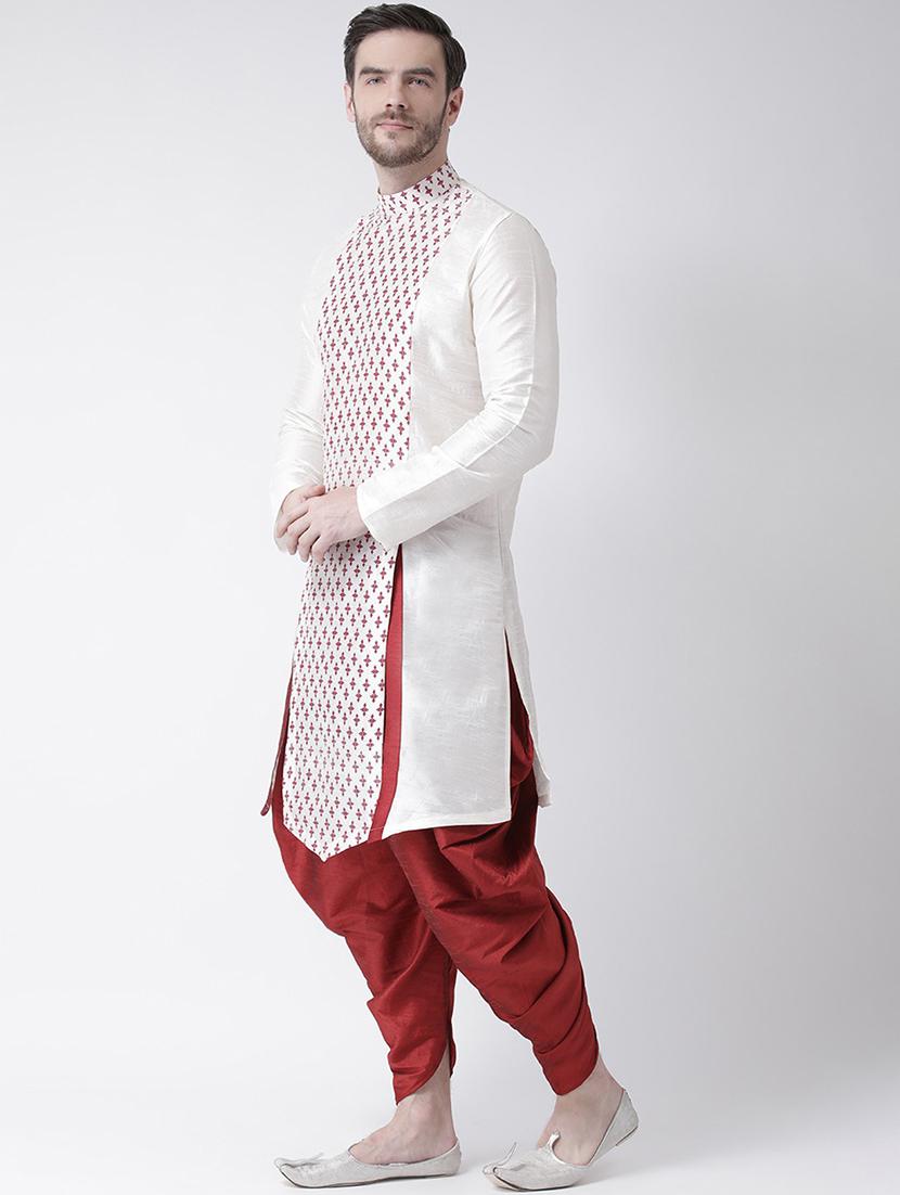 men overlap neck printed asymmetric kurta - 21075597 - Standard Image - 1