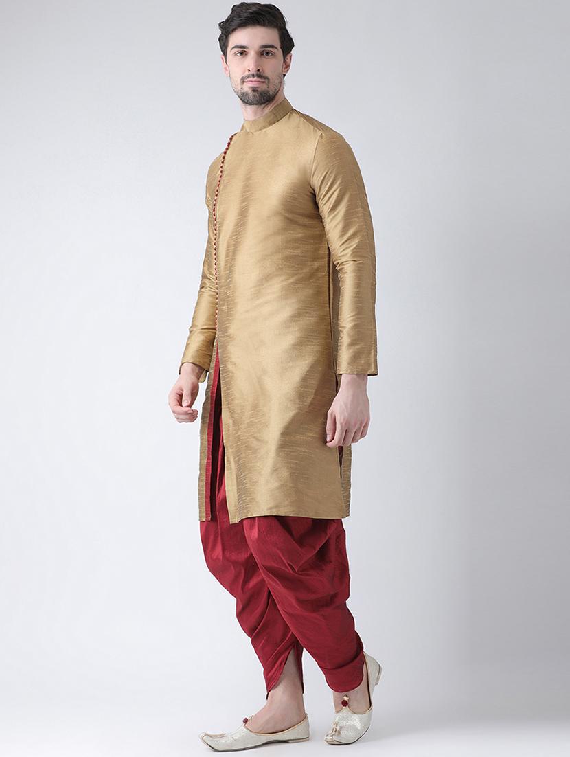 men silk blend long kurta - 21075766 - Standard Image - 1