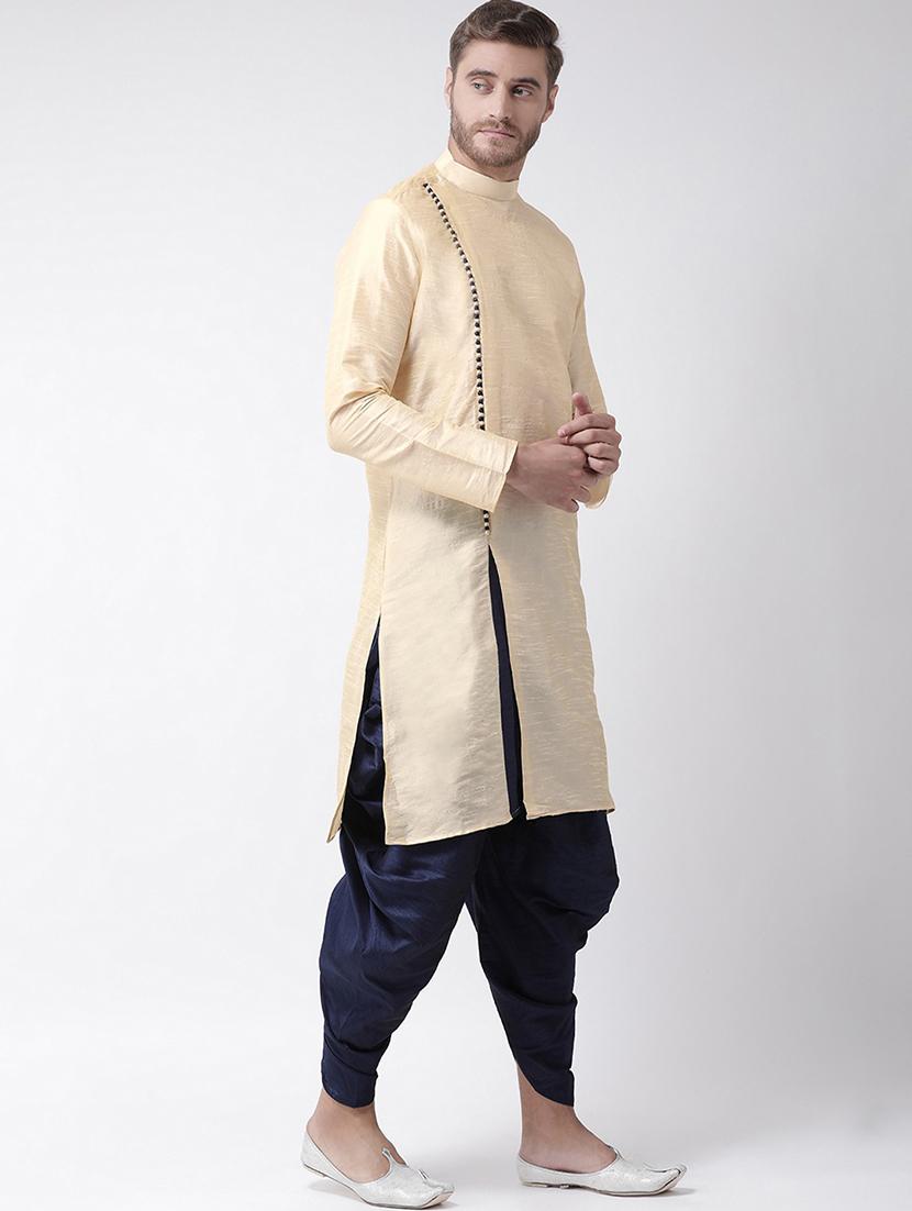 men overlap neck solid long kurta - 21075783 -  Standard Image - 1