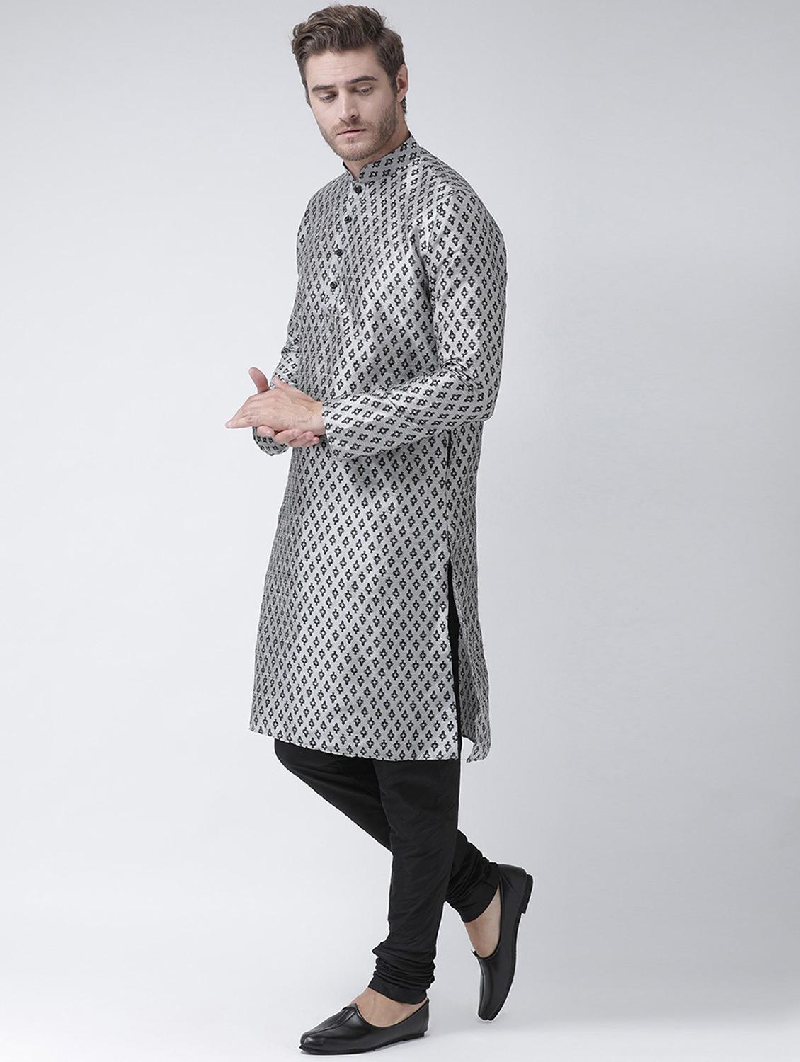 men mandarin neck printed long kurta - 21075843 -  Standard Image - 1