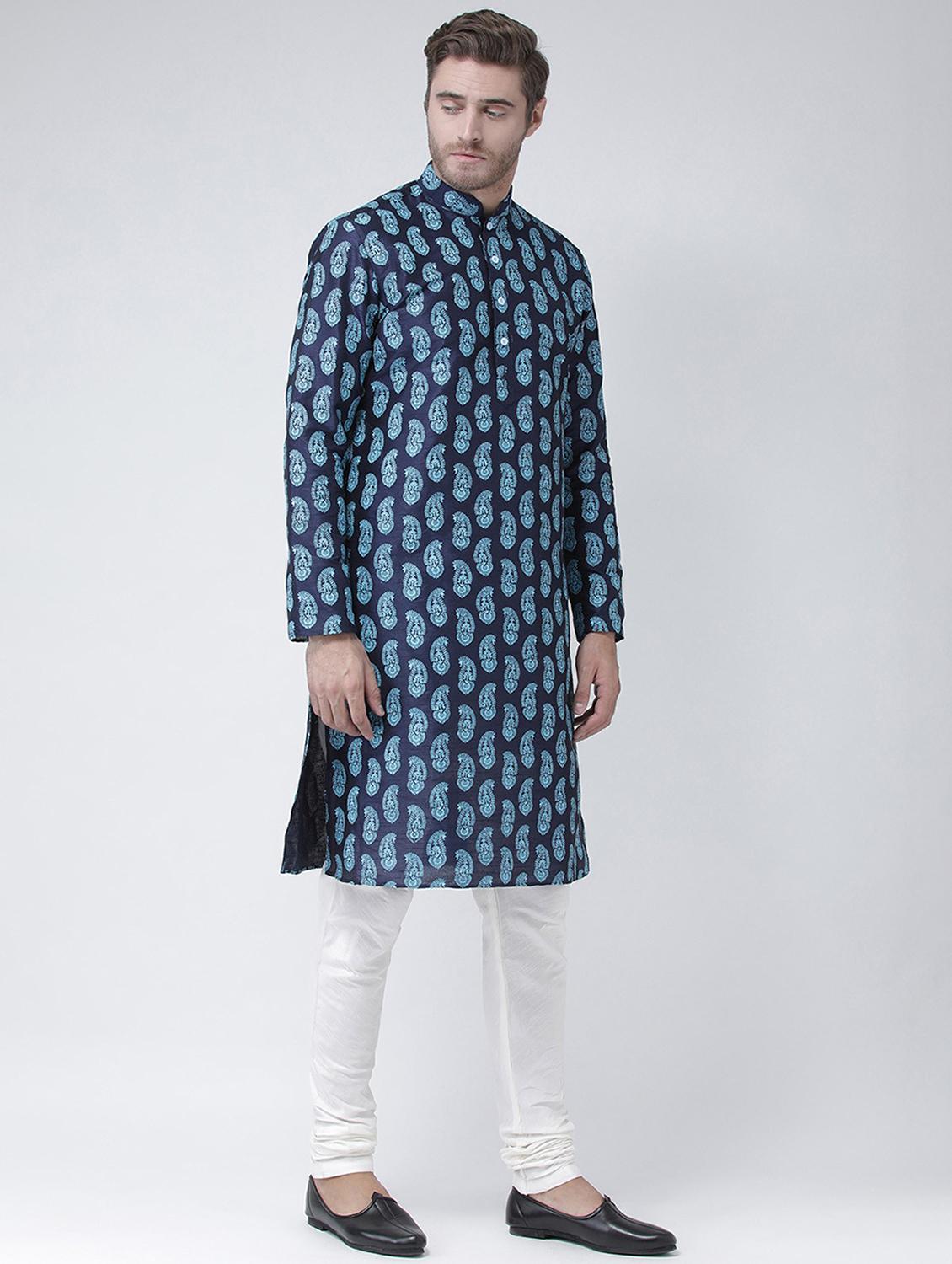 men mandarin neck printed long kurta - 21075874 - Standard Image - 1