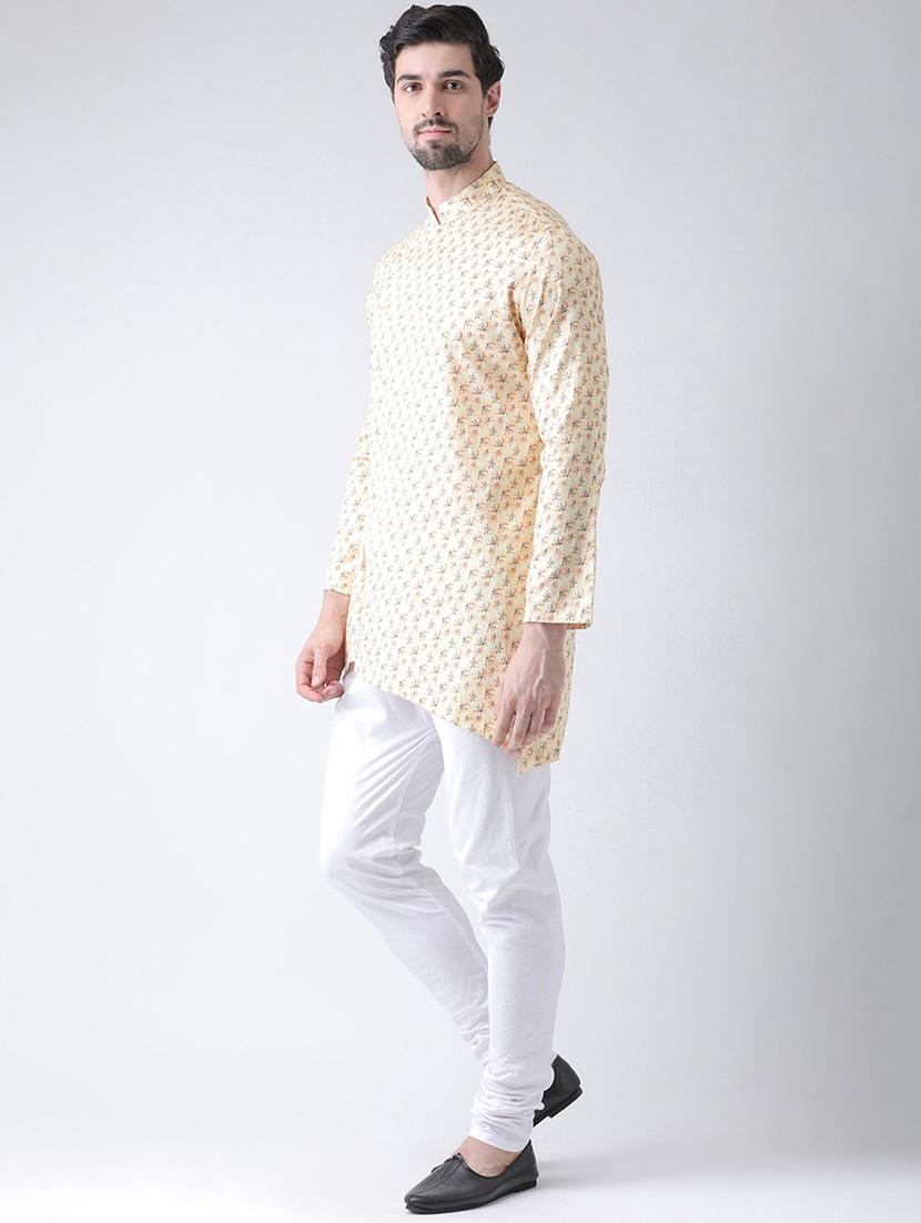 men printed silk asymmetric kurta - 21075898 - Standard Image - 1