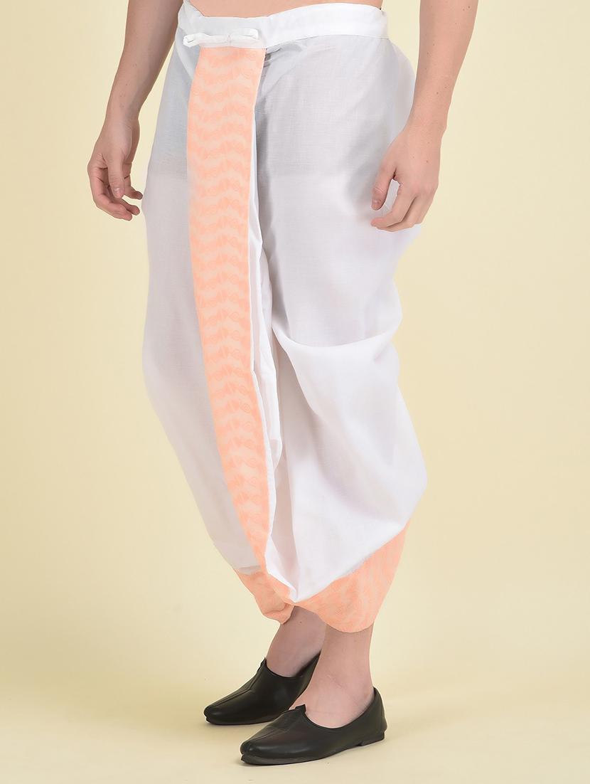 men embroidered white dhoti - 21076357 - Standard Image - 1