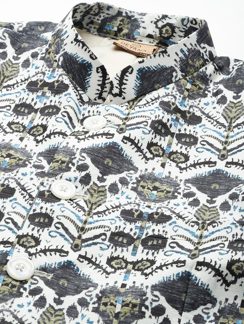 men printed bandhgala blazer - 21076577 - Standard Image - 4