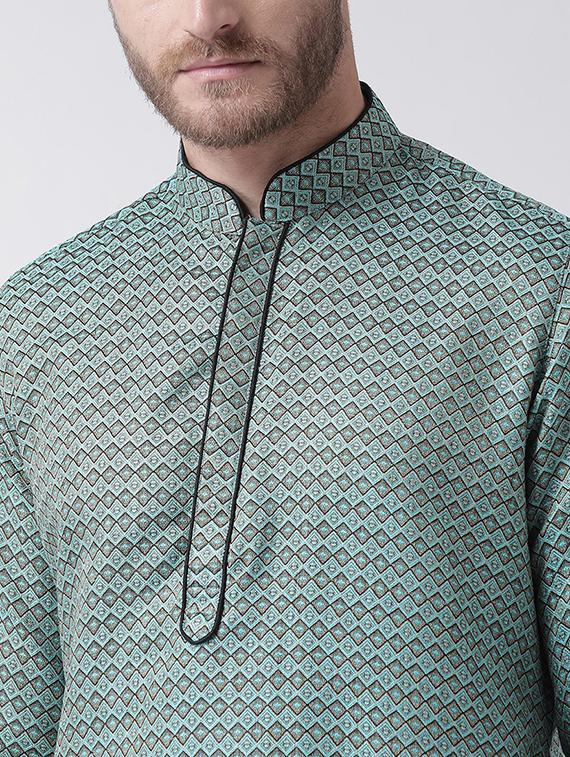 men self design kurta churidar set - 21078365 - Standard Image - 4