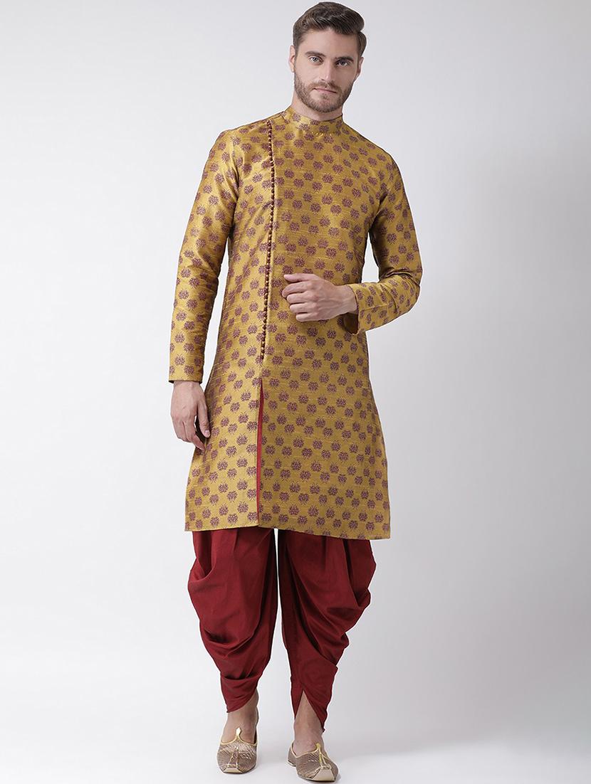 men self design kurta botton ethnic wear set - 21078410 - Standard Image - 1