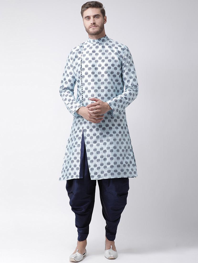 men printed dhoti kurta ethnic wear set - 21078431 - Standard Image - 1