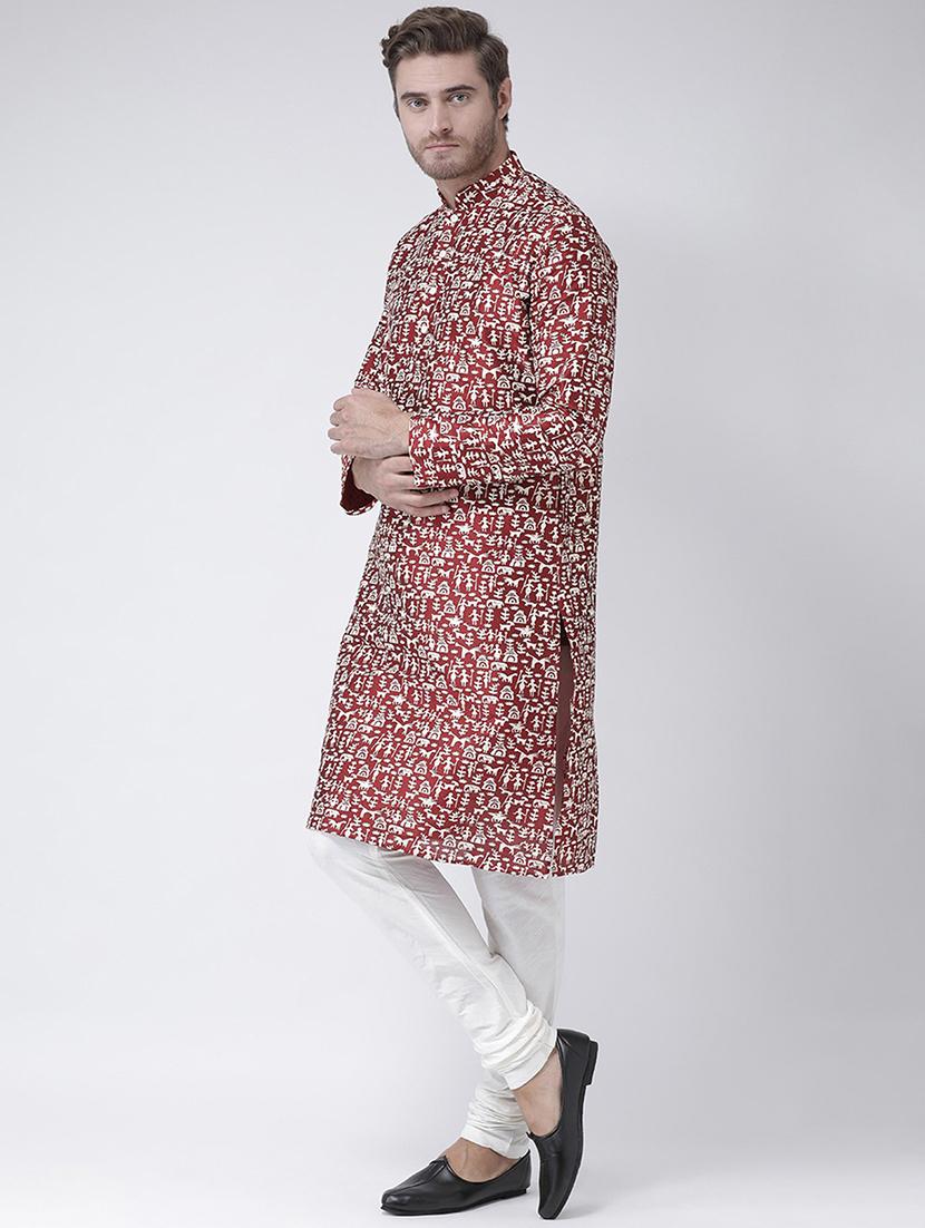men long sleeve kurta churidar set - 21078552 - Standard Image - 1