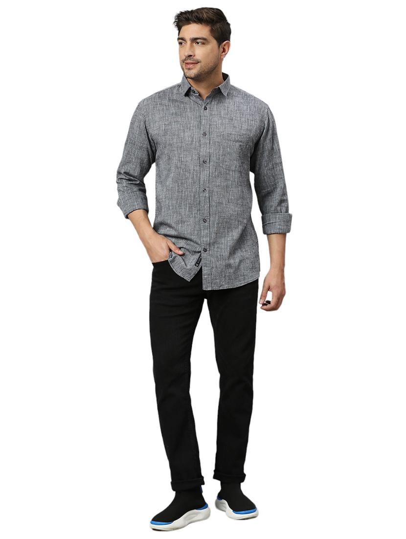 grey cotton casual shirt - 21078670 - Standard Image - 4
