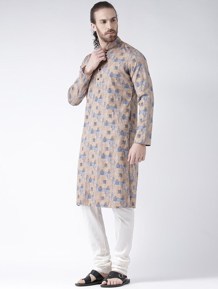 men printed kurta churidar ethnic wear set - 21078777 -  Standard Image - 1