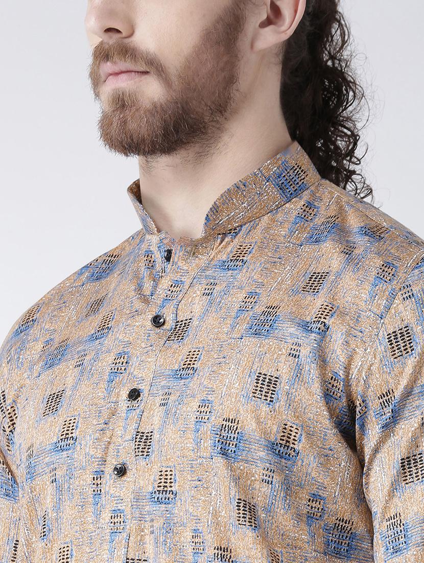 men printed kurta churidar ethnic wear set - 21078777 - Standard Image - 4