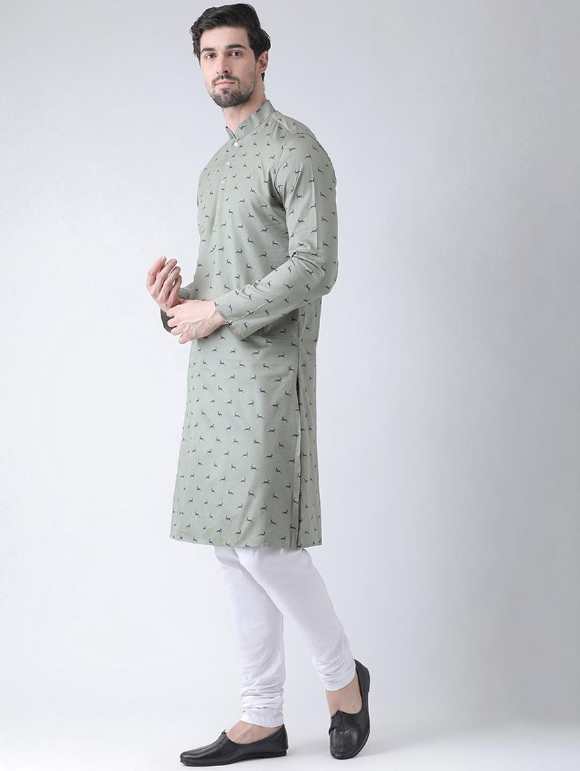men printed kurta churidar ethnic wear set - 21078826 - Standard Image - 1