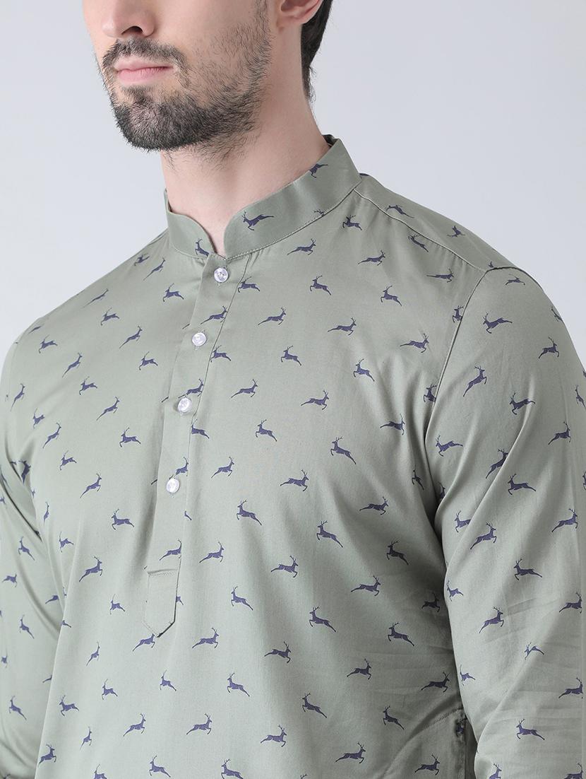 men printed kurta churidar ethnic wear set - 21078826 - Standard Image - 4