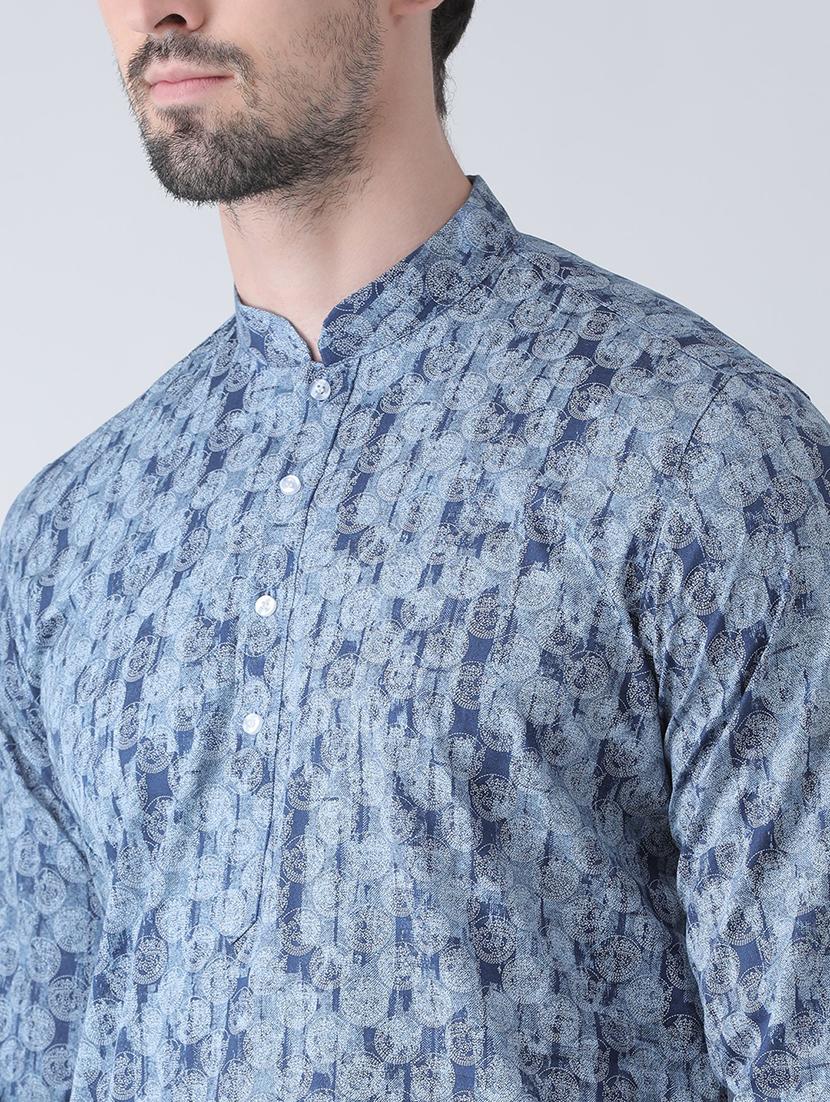 men printed kurta churidar ethnic wear set - 21078844 - Standard Image - 4