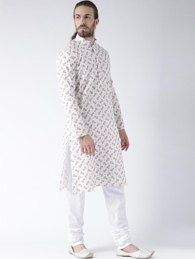 men printed kurta botton ethnic wear set - 21078852 - Standard Image - 1