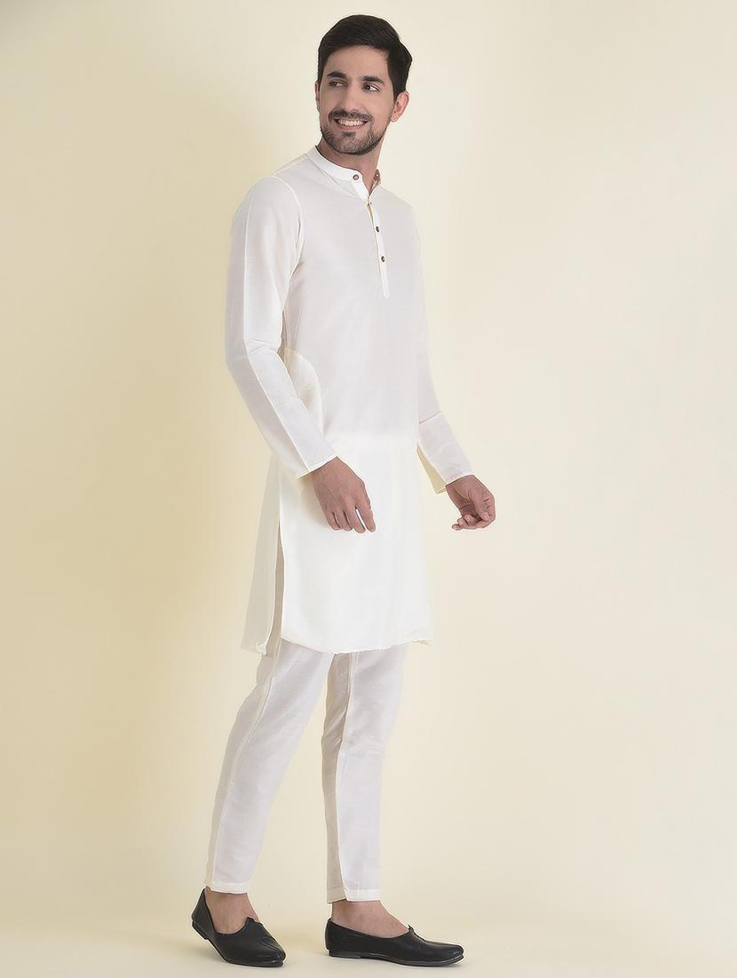 men solid kurta botton ethnic wear set - 21078897 - Standard Image - 1