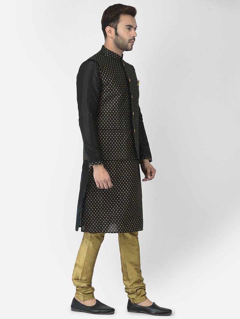 men long sleeve kurta pyjama set with nehru jcaket - 21079071 - Standard Image - 1