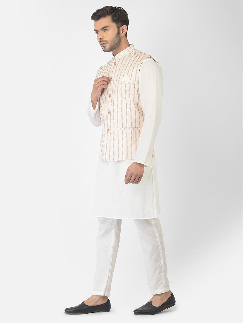 men mandarin neck kurta pyjama set with jacket - 21079091 - Standard Image - 1