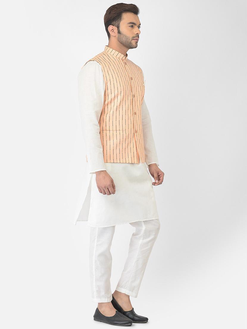 men cotton kurta pyjama with nehru jacket - 21079097 - Standard Image - 1