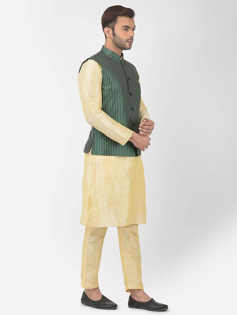 men cotton kurta pyjama with nehru jacket - 21079108 -  Standard Image - 1