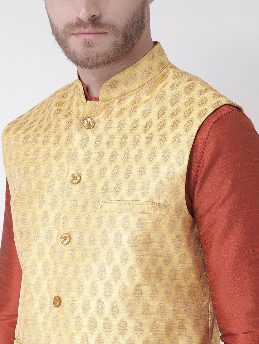 men mandarin neck dhoti kurta set with jacket - 21079428 - Standard Image - 4