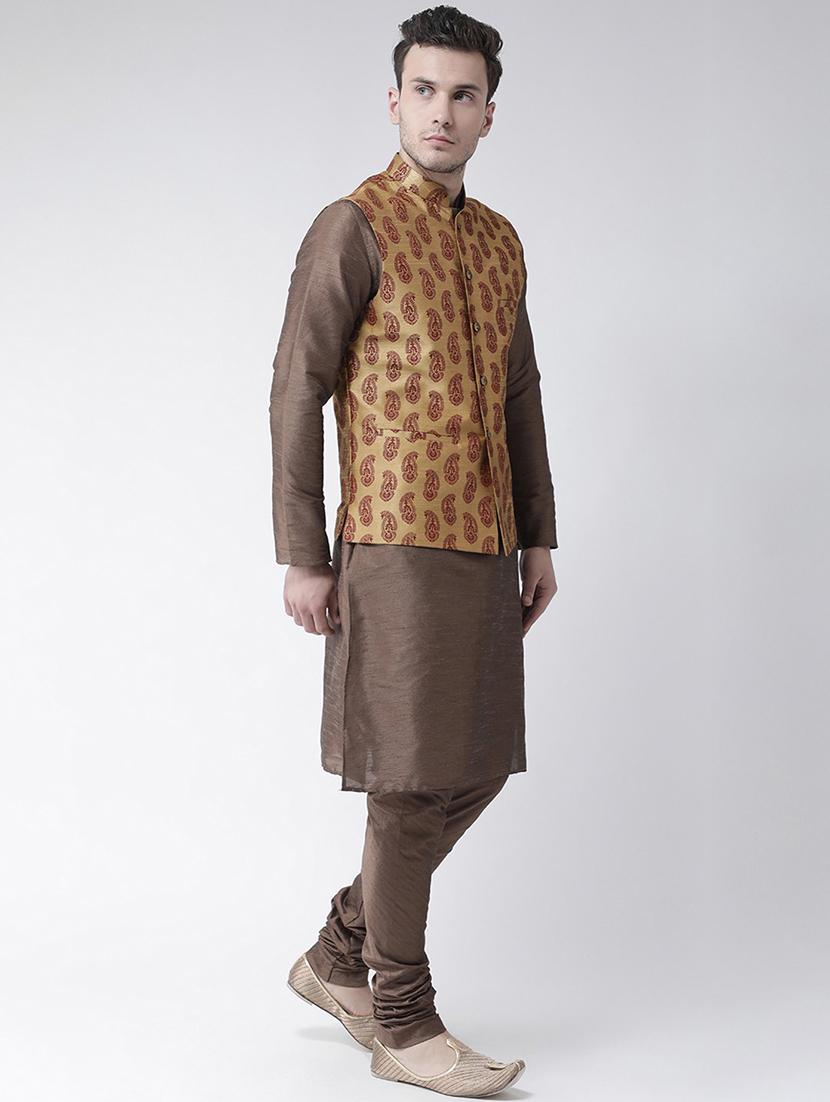 men mandarin neck kurta bottom with nehru jacket - 21079480 - Standard Image - 1