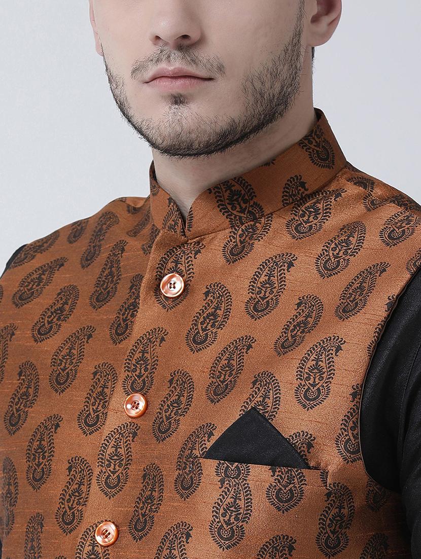 men black kurta churidar ethnic wear set with jacket - 21079486 - Standard Image - 4