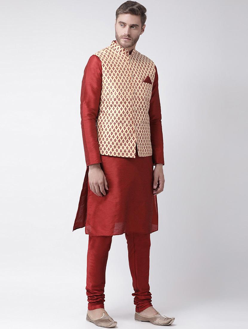 men mandarin neck kurta bottom with nehru jacket - 21079525 - Standard Image - 1