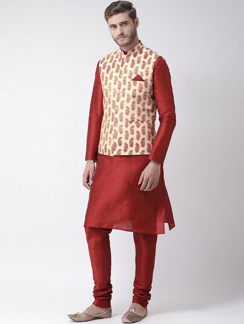 men mandarin neck kurta bottom with nehru jacket - 21079536 - Standard Image - 1