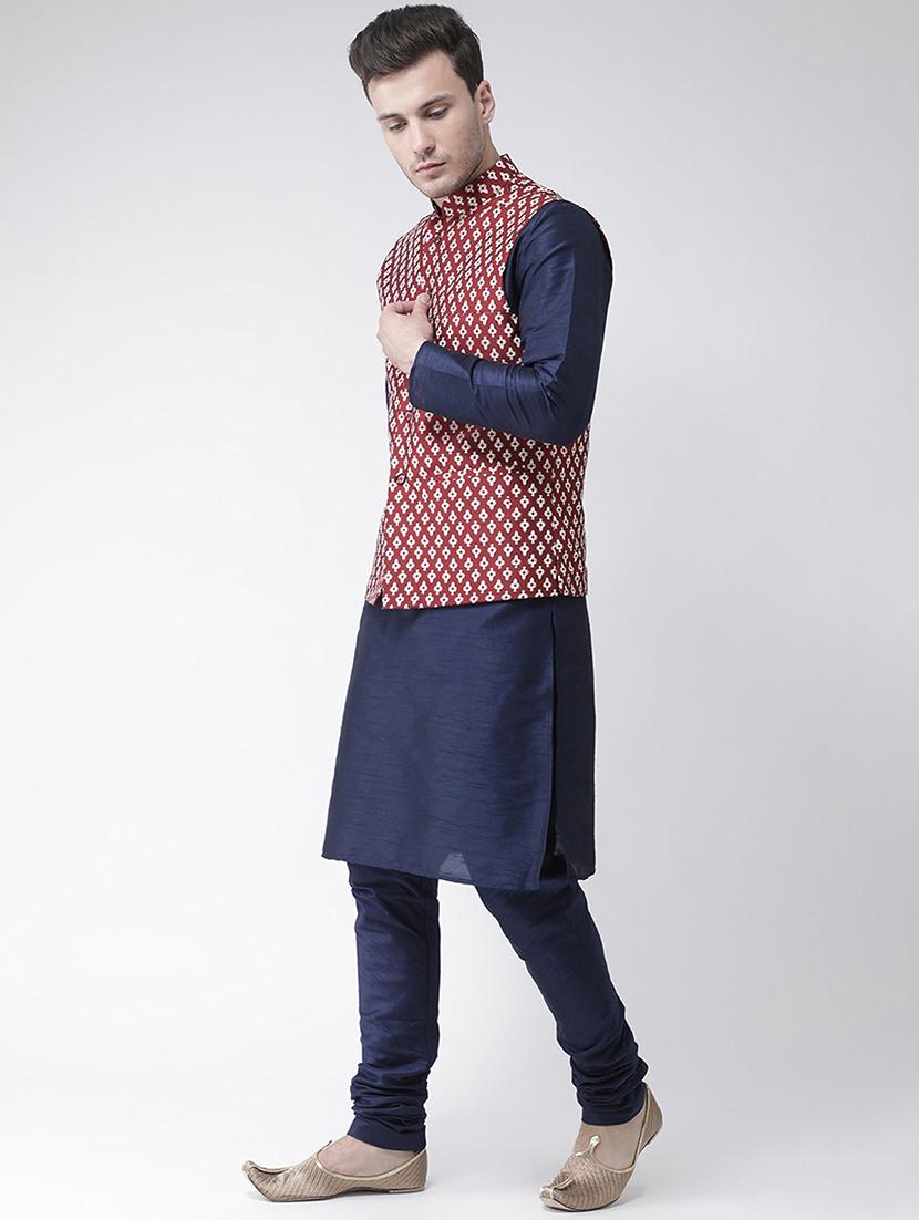 men mandarin neck kurta churidar with jacket - 21079544 - Standard Image - 1