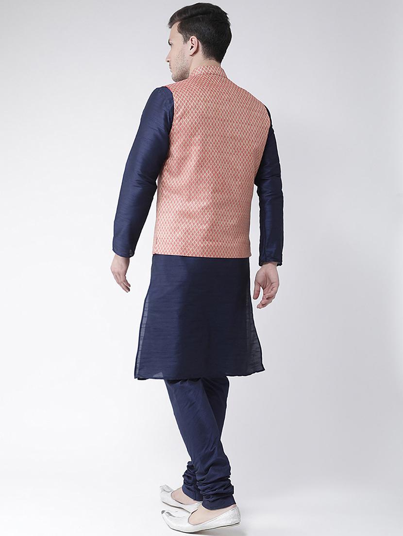 men mandarin neck silk kurta bottom with jacket - 21079588 - Standard Image - 4