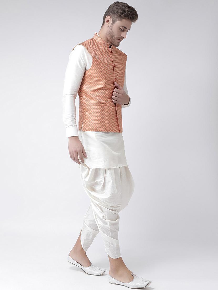 men printed long sleeve kurta pyjama with jacket set - 21079589 - Standard Image - 1