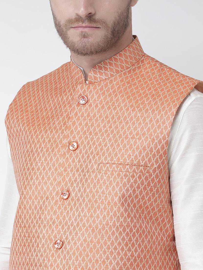 men printed long sleeve kurta pyjama with jacket set - 21079589 - Standard Image - 4