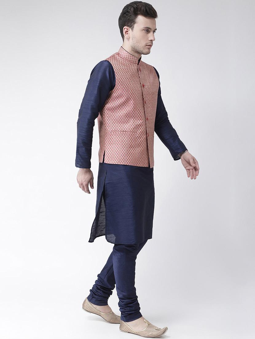 men mandarin kurta pyjama with nehru jacket - 21079593 - Standard Image - 1