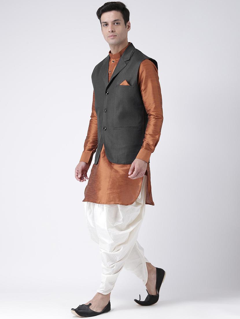 men mandarin neck kurta bottom with jacket - 21079601 - Standard Image - 1