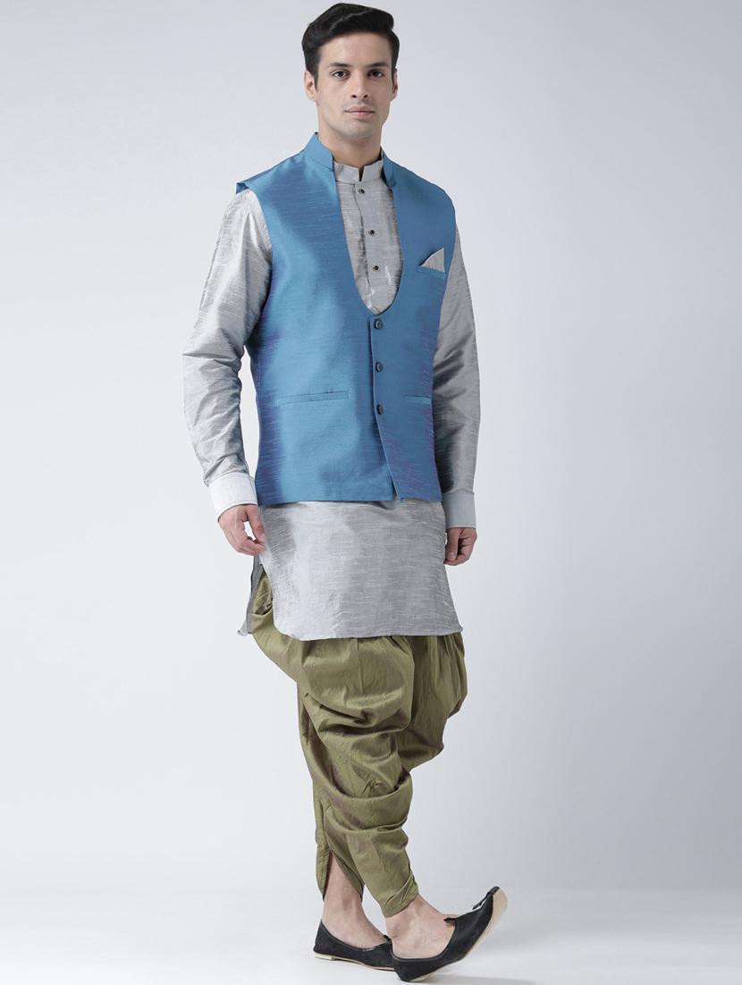 men solid kurta botton with nehru jacket - 21079610 - Standard Image - 1