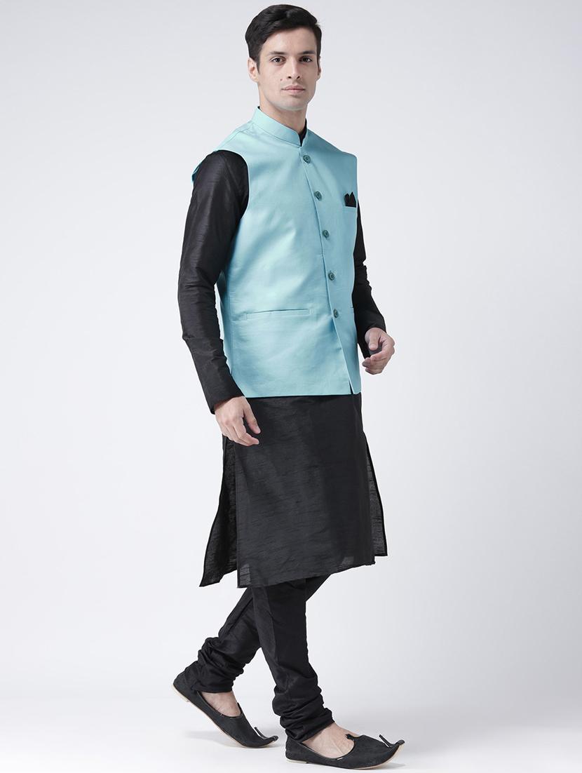 men mandarin neck kurta pyjama set with jacket - 21079646 - Standard Image - 1