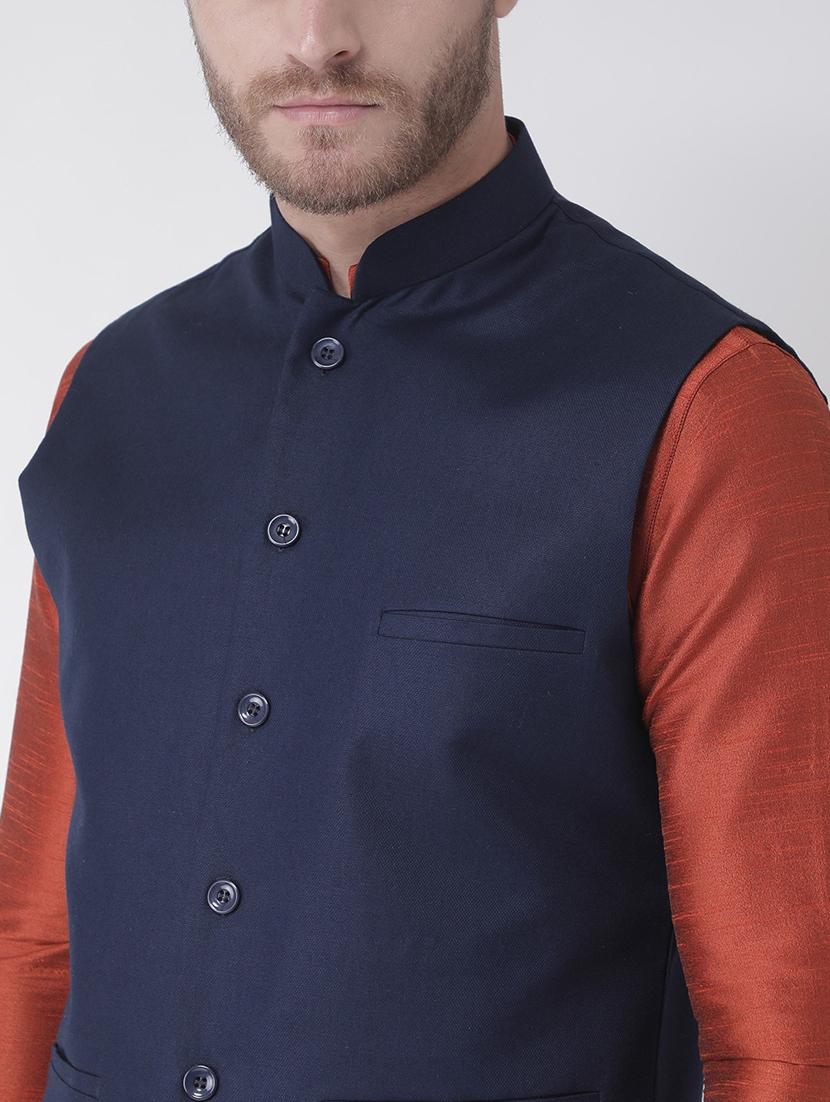 men mandarin neck dhoti kurta set with jacket - 21079659 - Standard Image - 4