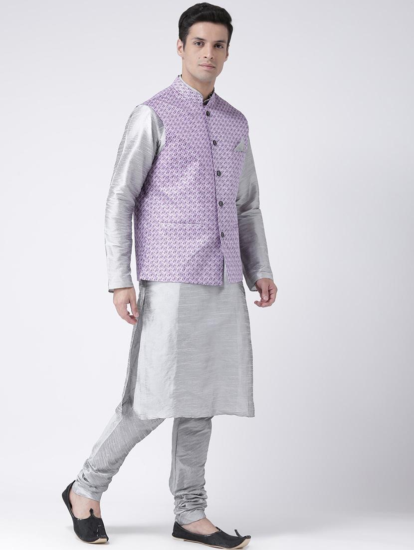 men mandarin neck kurta bottom with jacket - 21079680 -  Standard Image - 1
