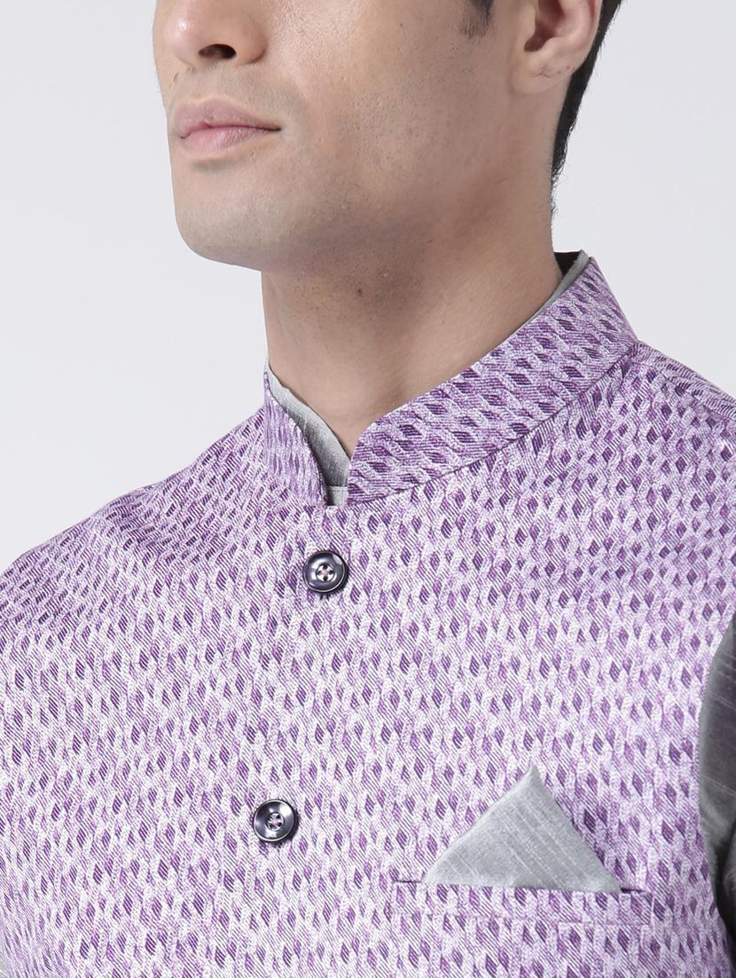 men mandarin neck kurta bottom with jacket - 21079680 - Standard Image - 4