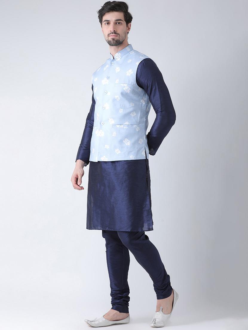 men mandarin neck kurta churidar with jacket - 21079696 - Standard Image - 1