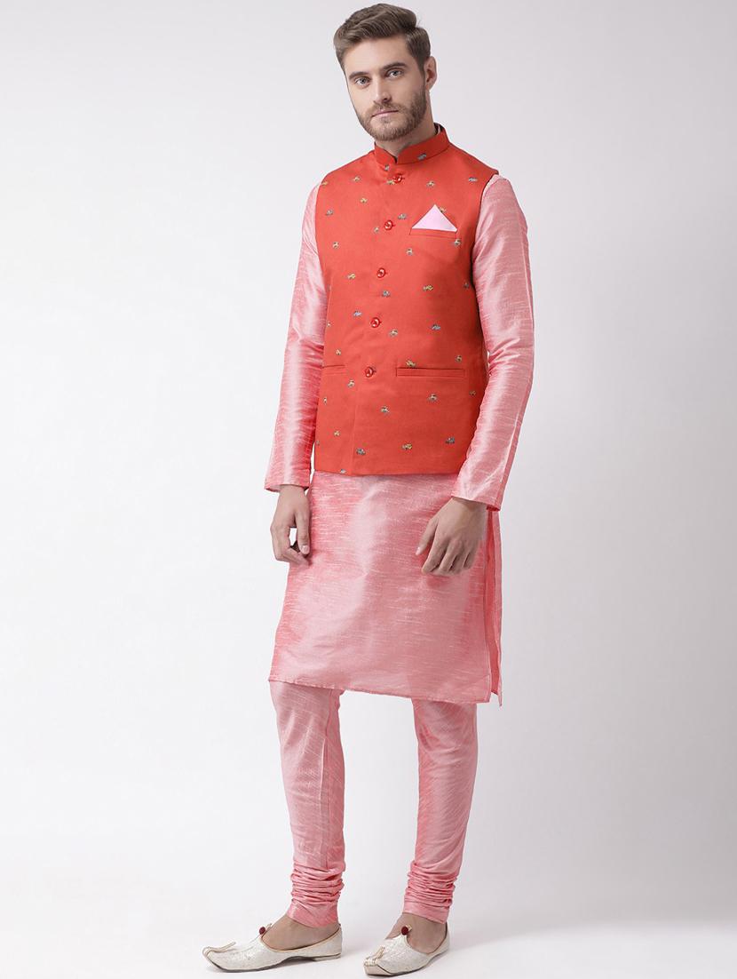 men long sleeve kurta botton with jacket - 21079700 -  Standard Image - 1