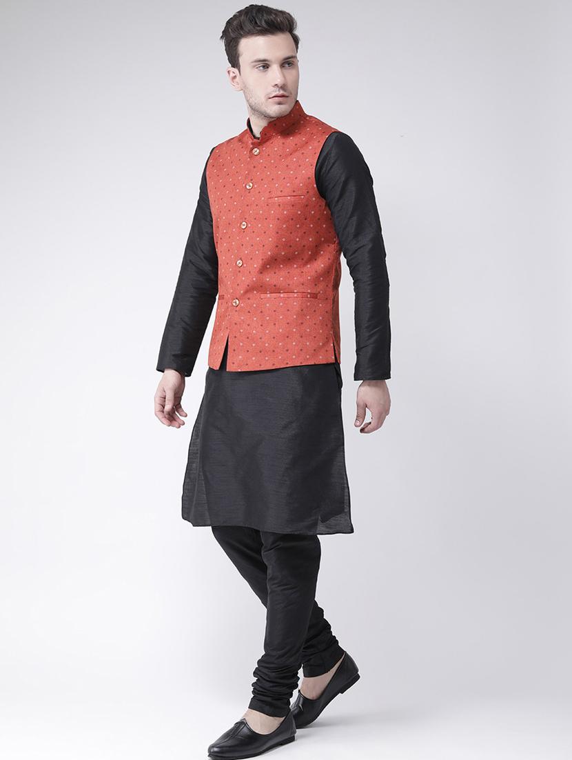 men mandarin neck kurta churidar with jacket - 21079707 -  Standard Image - 1