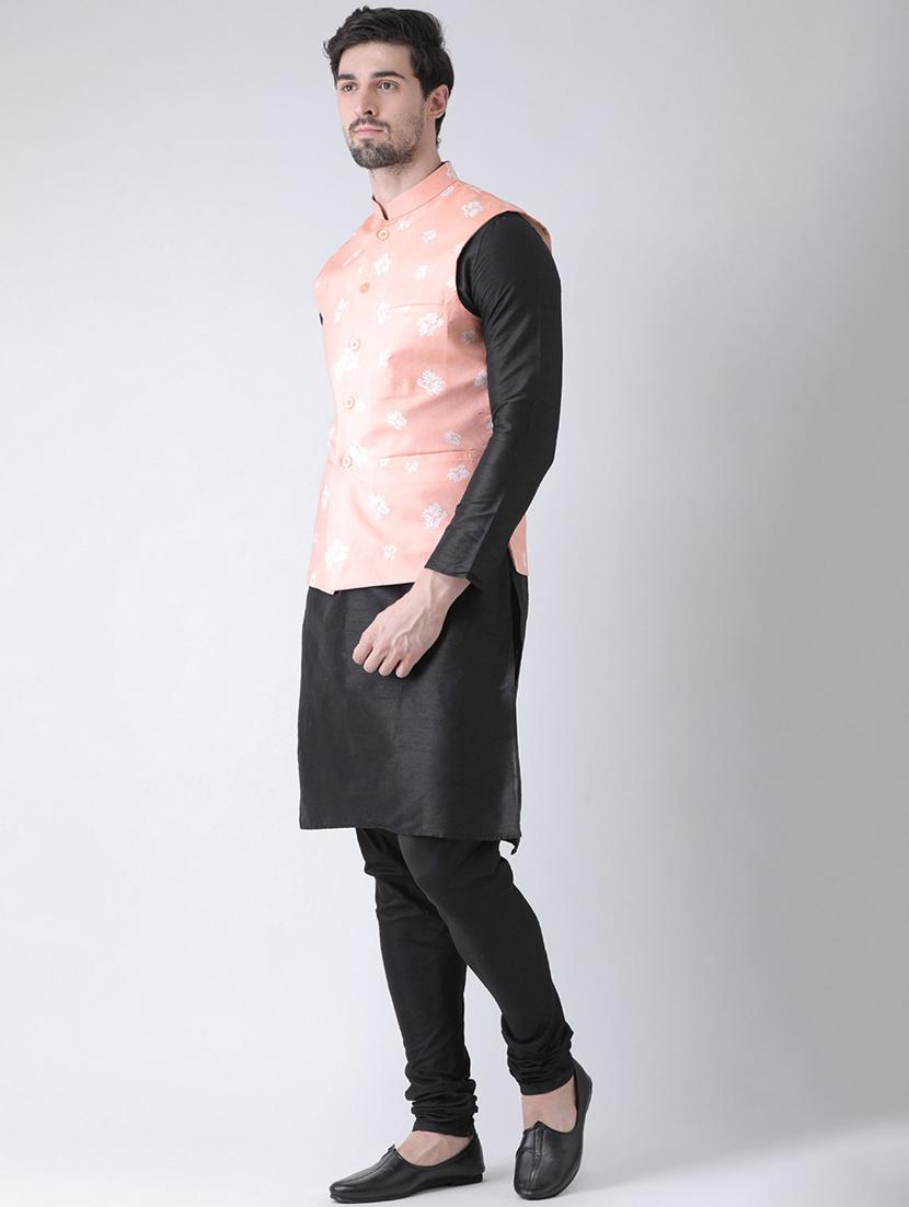 men mandarin neck kurta pyjama set with jacket - 21079724 - Standard Image - 1