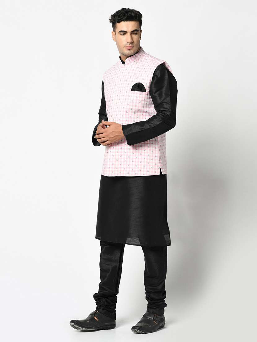 men mandarin kurta bottom with nehru jacket - 21079727 - Standard Image - 1