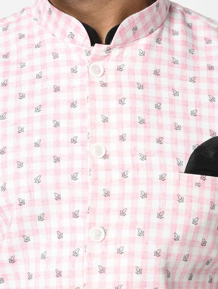 men mandarin kurta bottom with nehru jacket - 21079727 - Standard Image - 4